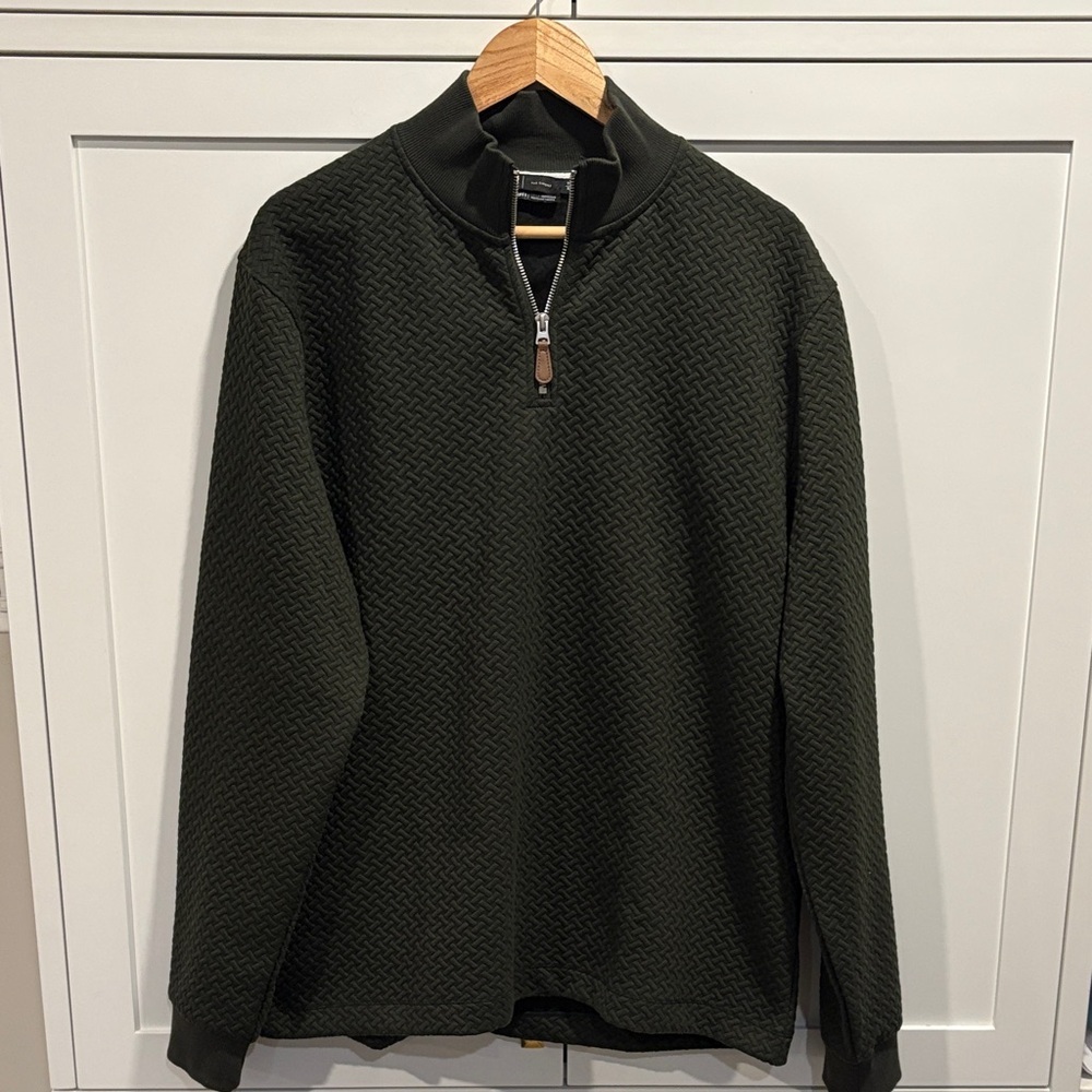 Simons Le 31 Dark Green Textured 1/4 zip Sweater Size XL